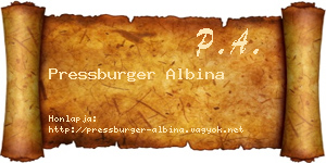 Pressburger Albina névjegykártya